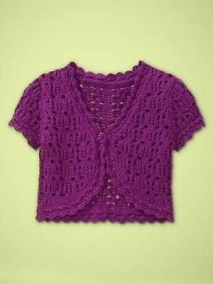 NW BABY GAP Cabana Purple Crochet Cardigan Shrug Sweater 3 4 NEW