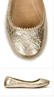 Womens Zara Leather Flat Gold Ballerina Pumps Shoes