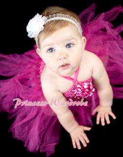 Baby HANDMADE Hot Pink Knotted Tulle Tutu Hot Pink Crochet Tube Top 