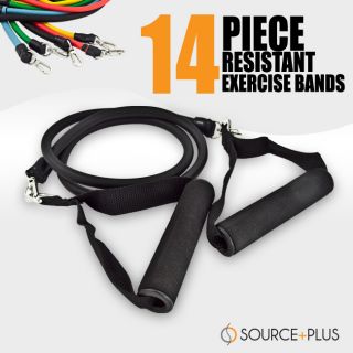 14 pc Resistance Exercise Bands Set for Gym Abs Bicep Yoga Safe Home 