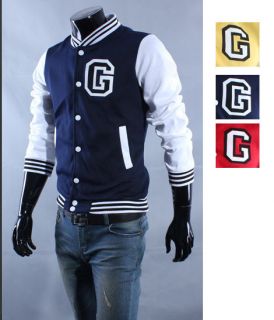  Hoody Men Casual Coat Boy Outwear Baseball Jacket 4Size 3Color YF26