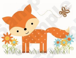   FOREST ANIMALS FOX BUTTERFLY BABY NURSERY WALL MURAL STICKERS DECALS