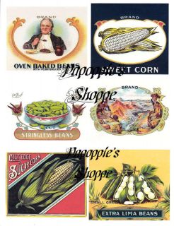 Vintage Label Stickers Repro Food Advertising Fruit Veg