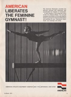 Old 1971 American Balance Beam Gymnastics Equip Print Ad   Jefferson 