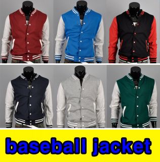   classic plain baseball letterman varsity team baseball jacket XS~L