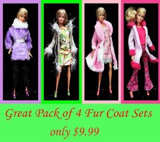   VALUE 8 ITEMS LOT Fur Coat/ Clothes/Dress Shoes For Barbie Dolls
