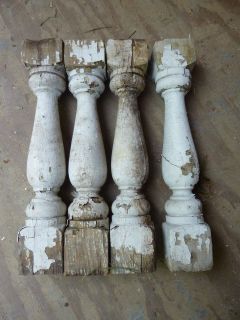 FOUR (4) turned victorian WHITE BALUSTER porch spindles 15.5 high x 2 