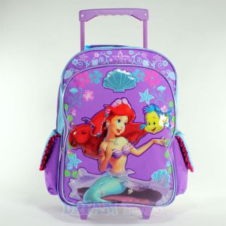   Mermaid Ariel and Flounder 16 Large Roller Backpack Rolling Girls Bag