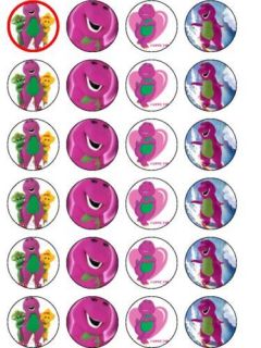 24 X BARNEY MIXED BIRTHDAY RICE PAPER CAKE TOPPERS