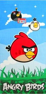 Rovio Angry Birds Beach/ Bath/ Pool Towel  Red, Black and White Birds