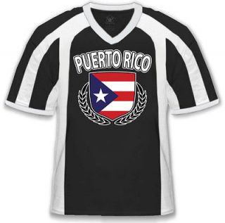 Puerto Rico Flag Crest Olive Wreath Olympics Mens Retro V Neck Sports 
