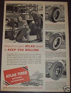 1955 ATLAS TIRES BATTERIES & ACCESSORIES DEALERS AD ART