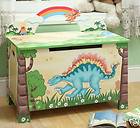 Teamson Kids Dinosaur Kingdom Rainbow Colorful Wood Toy Box Chest TD 