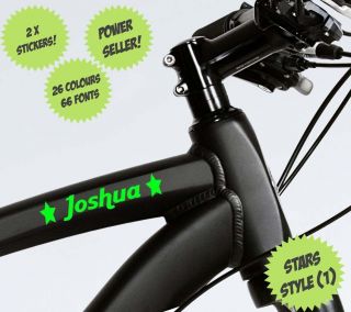   PERSONALISED CUSTOM NAME STICKERS Kids BMX Frame Bike Scooter *STYLE 1