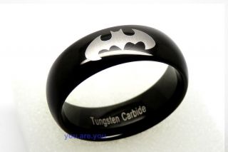 Batman Image Mens Black Tungsten Carbide Fashion Wedding Band Ring 