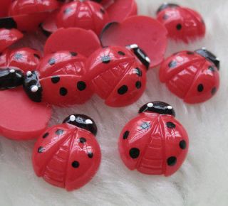40x Resin Red Ladybug Flatback Appliques/Kids DIY craft appliques F435