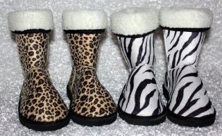 Girls Zebra & Cheetah Animal Print Boots Ladies Zebra & Cheetah 