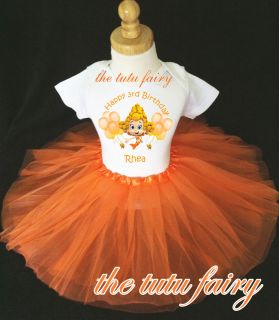 Deema Bubble Guppies Birthday Outfit set orange tutu & name age shirt 