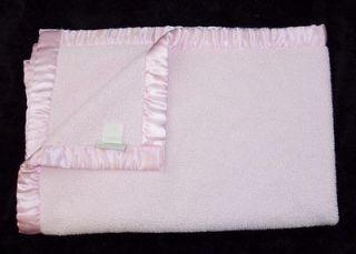 Pottery Barn Kids Outlet Pink Thick Satin Trim Baby Blanket Security 