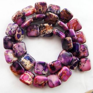 Charming purple Sea Sediment Jasper flat square shape loose bead 15.5 