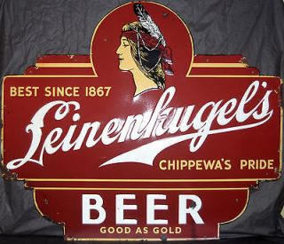   Retro Indian Maiden Princess Metal Tin Beer Sign Chippewa Falls WI