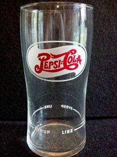 1940s pepsi cola fountain glass w/syrup line (10 oz) double dot