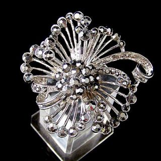 vintage antique style jewellery white gold gp flower rhinestone ring 