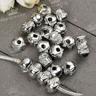 20 Bulk Skull Clip Stopper Lock Bead Fit Charm Bracelet