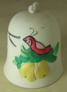 SIGNED CERAMIC 3 BELL PARTRIDGE IN PEAR TREE