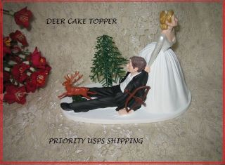 HUMOROUS WEDDING BIG BUCK DEER BOW & ARROW HUNTER HUNTING CAKE TOPPER