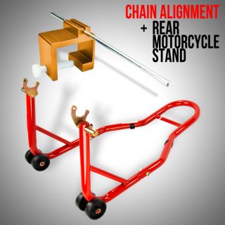 Motorcycle Sports Bike Jack Stand Red Rear Stand Swingarm & Chain 