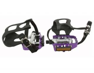   Pedals W/Toe Clips 9/16 Purple. BMX FIXIE Lowrider beach bike pedal