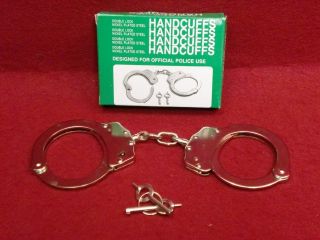 Nickle Steel Chain Police Heavy Duty Handcuff Hand Cuff Handcuffs 2 