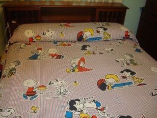   bedspread Charlie brown Snoopy Peanuts vintage double bedding blue