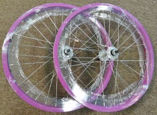 Lavender 20 inch Wheels Pair of Wheels for BMX Bike Dbl Wall 3/8 axle 