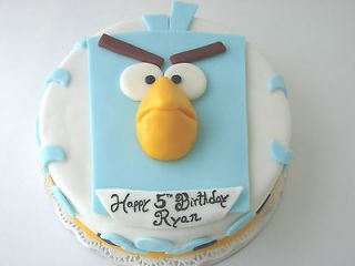 2D EDIBLE BLUE ANGRY BIRD SPACE TOPPER FONDANT  10  GREAT ON TOP OF 