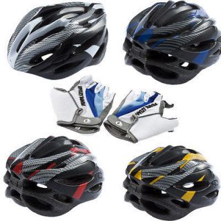   Bicycle Adult Helmet carbon Hat With Visor 19 Holes Bike Gloves