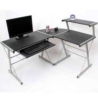   Corner Desk Office Computer Desk L Shaped Table Black Workstation