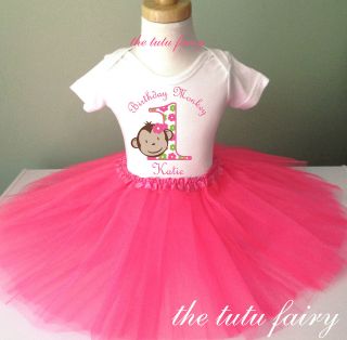 Mod Monkey birthday shirt pink tutu set outfit name age 1st 2nd 3rd 4t 
