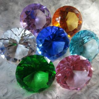 Brilliant Cut Diamond Shape Crystal Glass Paperweight Gem Display 