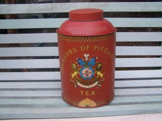   JACKSONS OF PICCADILLY UTILE DULCI TEA TIN CANISTER 13 INCHES TALL