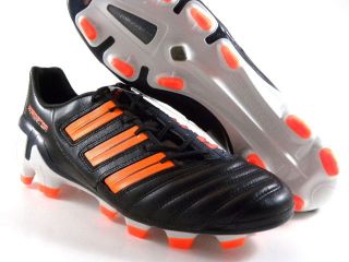   Adipower FG Black/Orange Leather Soccer Cleats Boots Men Shoes
