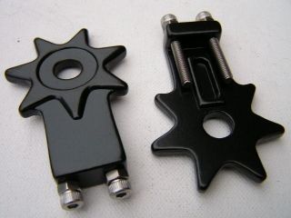 Old school BMX bicycle star chain tensioners 3/8 BLACK ANODIZED