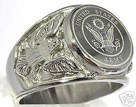 Mens Stainless Steel Army Armed Forces Ring Sz. 12 New