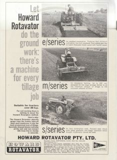 Vintage 1968 HOWARD ROTAVATOR Advertisement E Series, M Series, S 