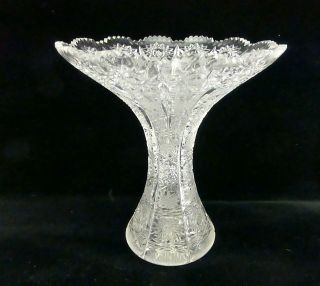 Vintage 500PK Czech Bohemia Hand Cut Lace Lead Crystal Flower Vase 6 