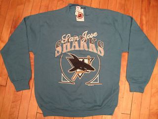 VTG 90s SAN JOSE SHARKS SWEATSHIRT L XL by JOSTENS script snapback 