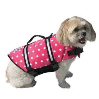 Dog Paws Aboard Pink Polka Dot Doggy Life Jacket Vest XXS XS or S