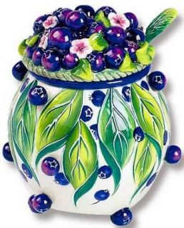 BLUEBERRY SUGAR BOWL WITH SPOON   ICING ON THE CAKE   JEANETTE McCALL