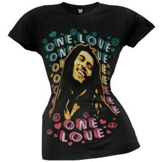 Bob Marley   One Love Peace Juniors T Shirt Authentic Licensed Music 